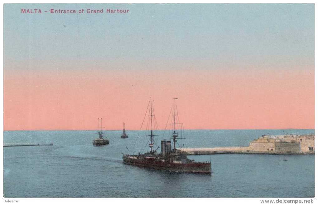 MALTA 1910? - Entrance Of Grand Harbour - Kriegsschiffe - Malta