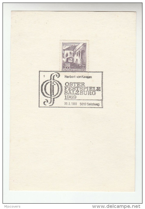 1969 AUSTRIA COVER (card)  MUSIC EVENT Pmk HERBERT Von KARAJAN FESTIVAL Salzburg  Stamps Theatre - Music