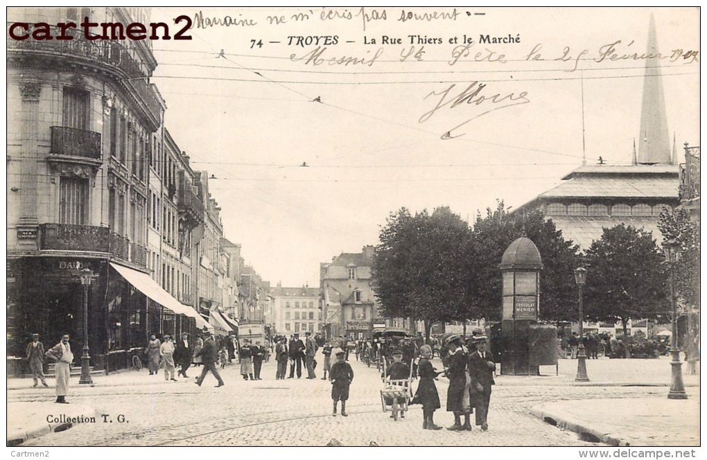 TROYES RUE THIERS ET LE MARCHE ANIMEE PISSOTIERE VESPASIENNE 10 AUBE - Troyes