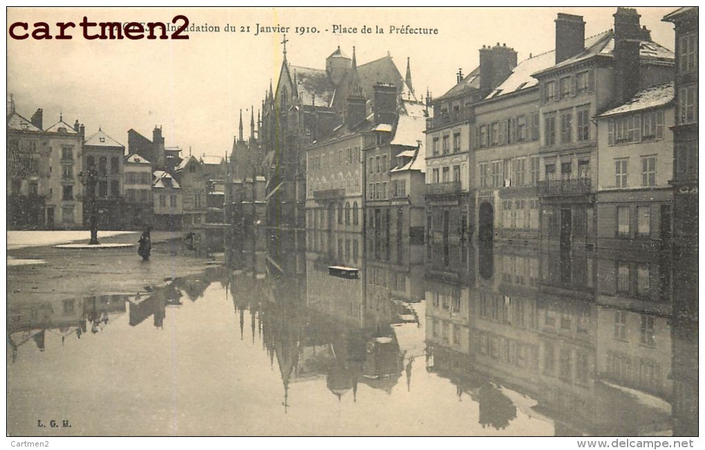 TROYES INONDATION DU 21 JANVIER 1910 PLACE DE LA PREFECTURE 10 AUBE - Troyes