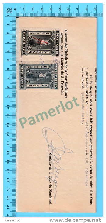 Timbre Taxe Sur Document 1948 ( Law Stamp QL #78, # 57  Sur Sommation, Sherbrooke P. Quebec ) - Fiscaux