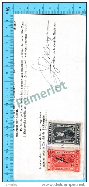 Timbre Taxe Sur Document 1947 ( Law Stamp QL #82,  #57 Sur Sommation, Sherbrooke P. Quebec ) - Fiscaux