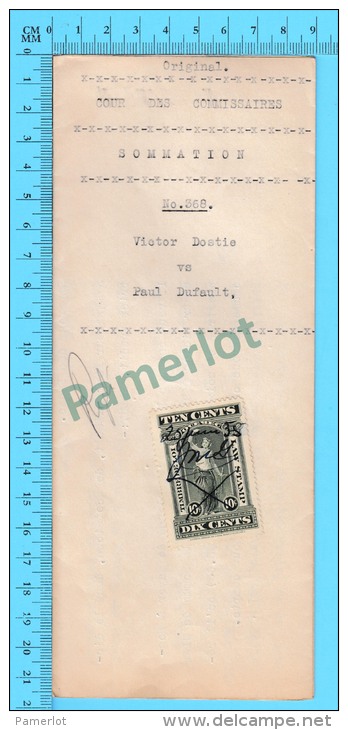 Timbre Taxe Sur Document 1935( Law Stamp QL #56 Sur Sommation , Sherbrooke P. Quebec ) - Fiscaux