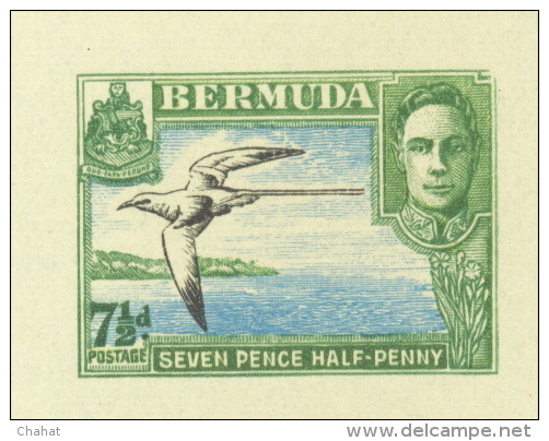 BIRDS-WHITE TAILED TROPIC BIRD-DIE PROOF-BERMUDA-1941-WITH PHOTO NEGATIVE-RARE-MNH-DCN-119 - Marine Web-footed Birds