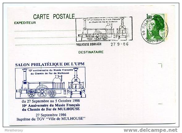 ENTIER POSTAL / STATIONERY / LIBERTE / MUSEE DU CHEMIN DE FER / TRAIN - Overprinter Postcards (before 1995)