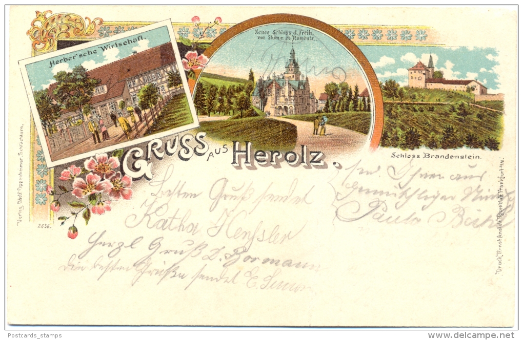 Schlüchtern - Herzolz, Farb-Litho Mit Herber`sche Gastwirtschaft, Um 1900/10 - Main - Kinzig Kreis
