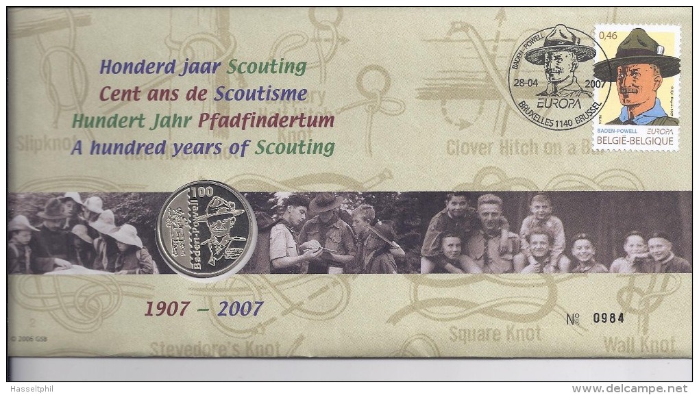 Belgie - Belgique Numisletter 3633  Europa  100 Jaar Scouts 2007 - Numisletters