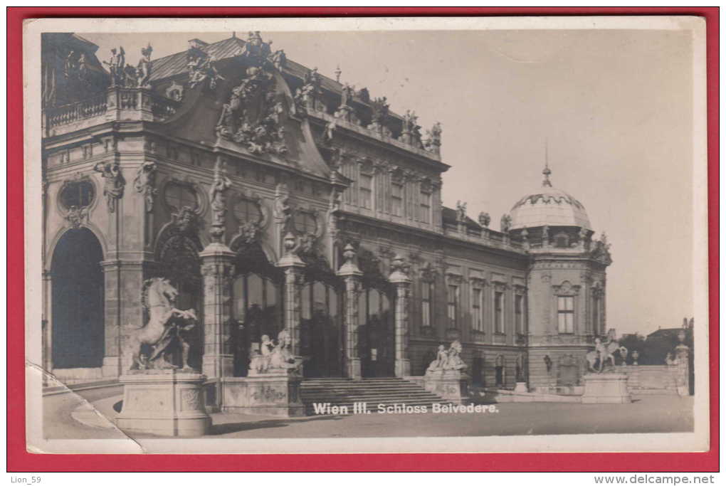 168981 / Vienna Wien - SCHLOSS BELVEDERE , HORSEMAN , Sphinx STATUE  - USED 1929 Austria Österreich Autriche - Belvedere