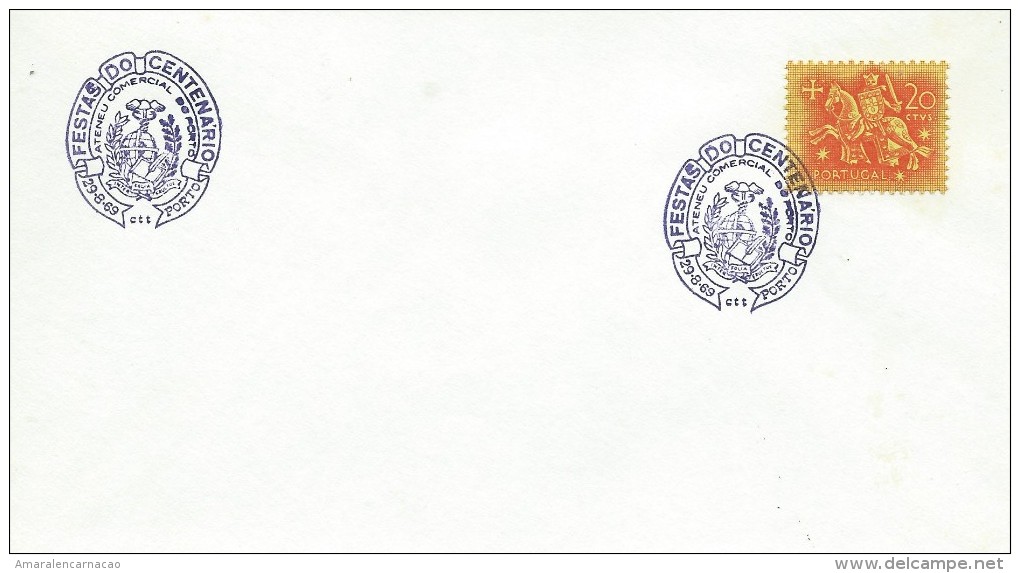 TIMBRES - STAMPS- MARCOPHILIE - PORTUGAL - FÊTES DU CENTENAIRE ATENEU COMERCIAL DO PORTO - CACHET PORTO - 29-08-1969 - Postal Logo & Postmarks