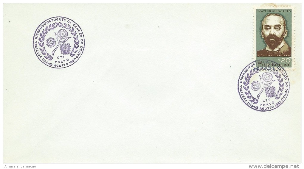 TIMBRES - STAMPS- MARCOPHILIE - PORTUGAL - VIII FESTIVAL HISPANO-PORTUGAIS  CHANSSON DE DOURO- CACHET PORTO - 13-08-1967 - Postal Logo & Postmarks