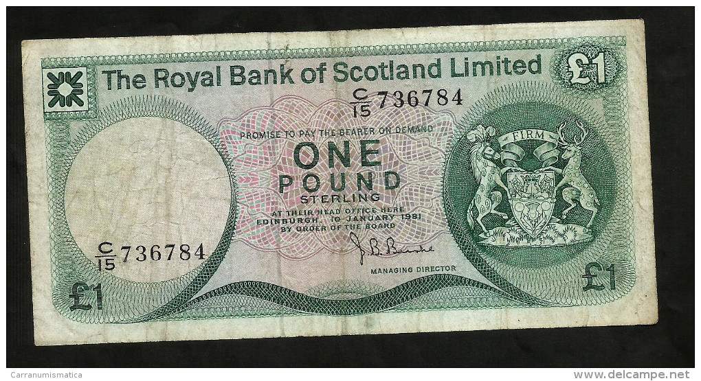 SCOTLAND - THE ROYAL BANK Of SCOTLAND - 1 POUND (1981) EDINBURGH CASTLE - 1 Pond