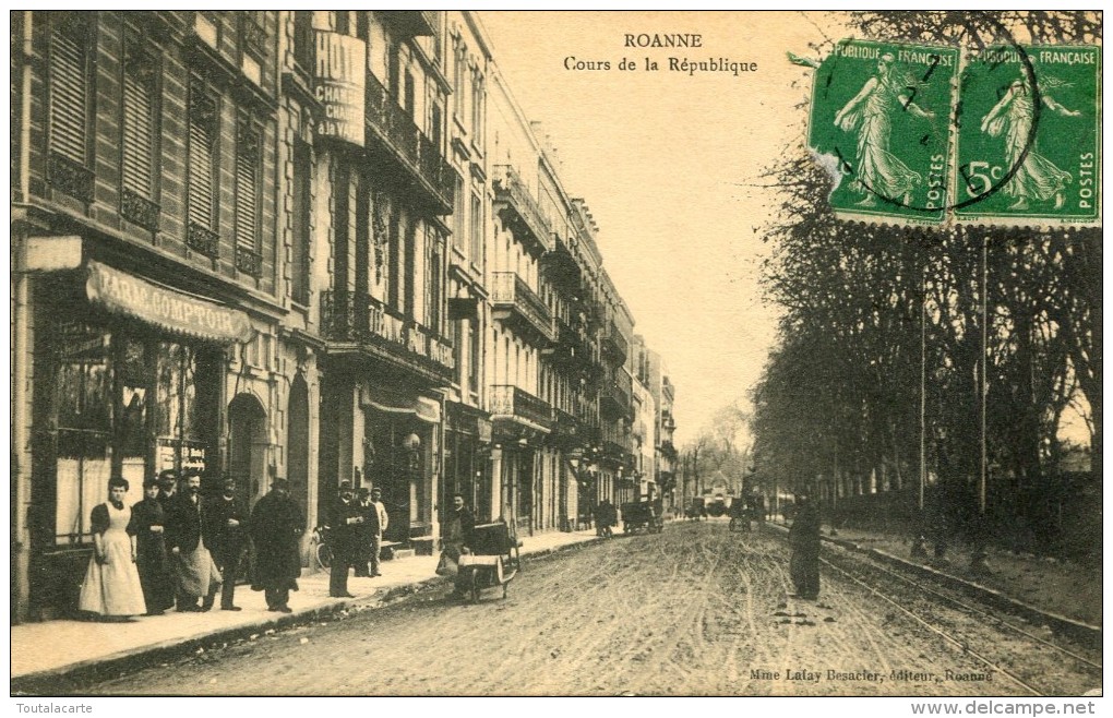 CPA 42 ROANNE COURS DE LA REPUBLIQUE 1914 - Roanne