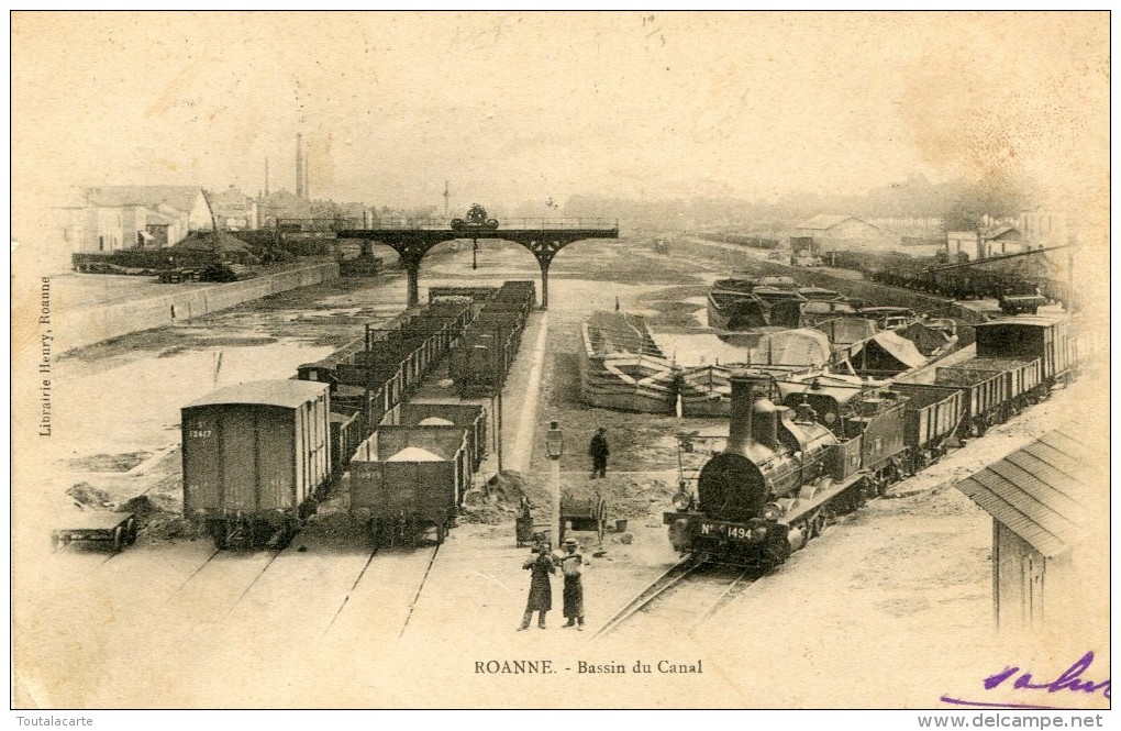 CPA 42 ROANNE BASSIN DU CANAL 1903 - Roanne