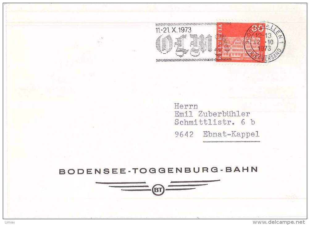 Olma 12.10.1973 9000 St. Gallen Fragment Gais - Cartas & Documentos