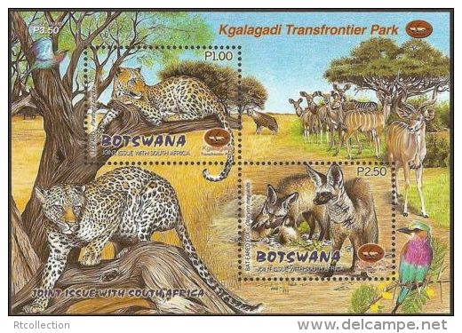 Botswana 2001 Joint Issue South Africa Kgalagadi Transfrontier Park Animals Nature Leopard Bird Stamps MNH SG MS 953 - Botswana (1966-...)