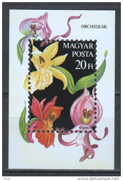 Hungary 1987 Mi Block 192A MNH  ORCHIDS - Ongebruikt