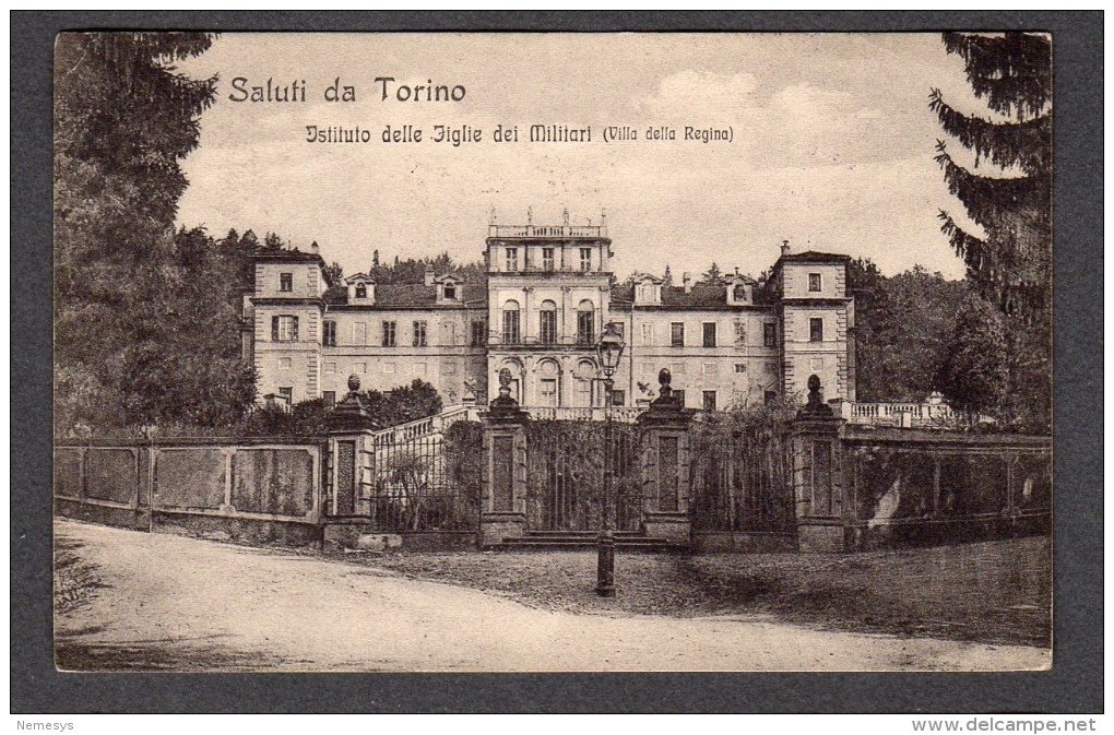 1912 TORINO ISTITUTO DELLE FIGLIE DEI MILITARI VILLA DELLA REGINA FP V SEE 2 SCANS - Enseñanza, Escuelas Y Universidades