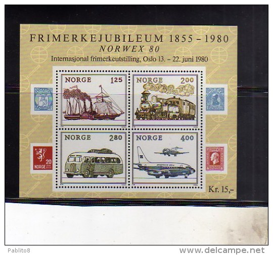 NORWAY NORGE NORVEGIA NORVEGE 1979 NORWEX STAMP EXHIBITION TRANSPORTS BLOCCOFOGLIETTO BLOCK SHEET BLOC FEUILLET MNH - Hojas Bloque