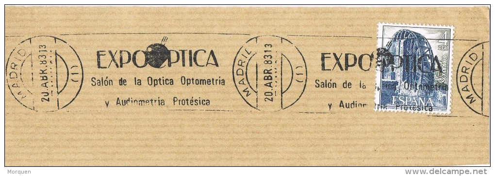 12497. Fragmento Rodillo MADRID 1983. EXPO OPTICA. Audiometria - Cartas & Documentos