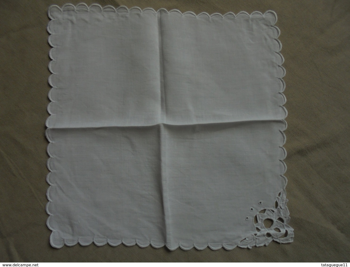 Ancien - Mouchoir En Coton (fil) Blanc, Brodé, Ajouré, Pour Femme Fait Main - Handkerchiefs