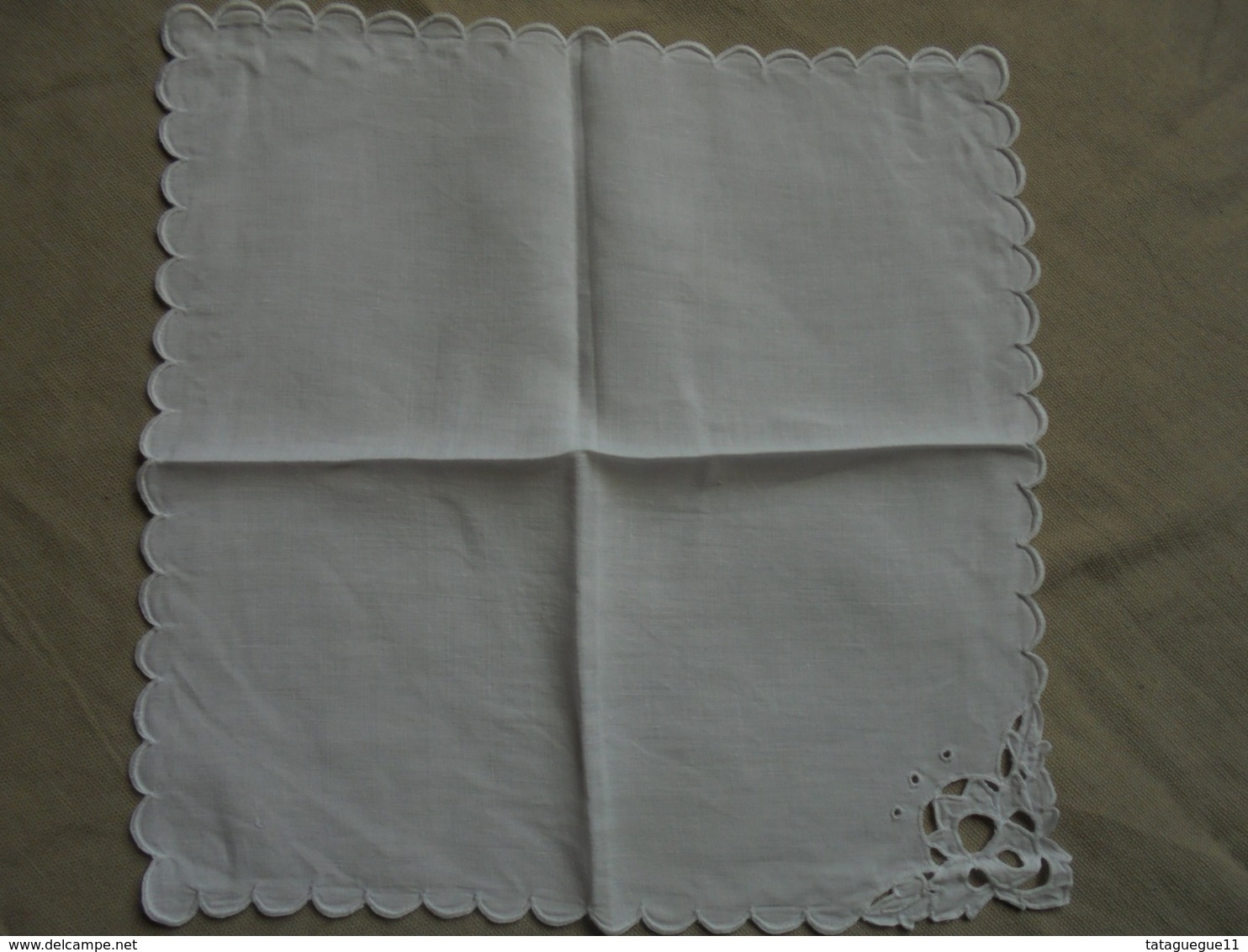 Ancien - Mouchoir En Coton (fil) Blanc, Brodé, Ajouré, Pour Femme Fait Main - Handkerchiefs