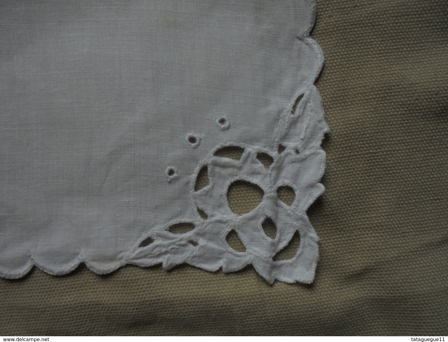 Ancien - Mouchoir En Coton (fil) Blanc, Brodé, Ajouré, Pour Femme Fait Main - Handkerchiefs