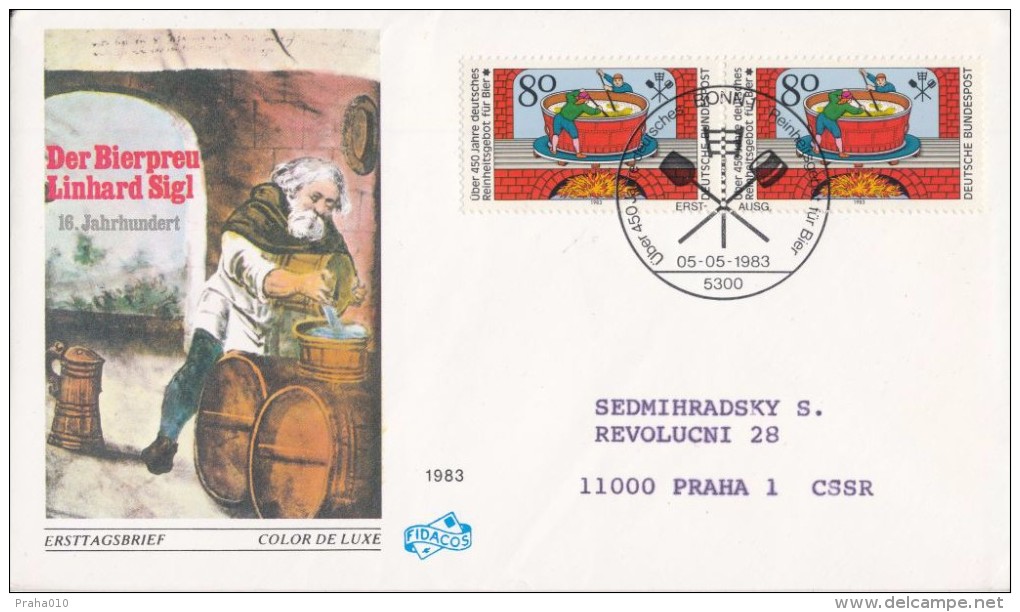 J0296 - BRD (1983) 5300 Bonn 1: Over 450 Years Of German Beer Purity Law (First Day Cover) - Beers