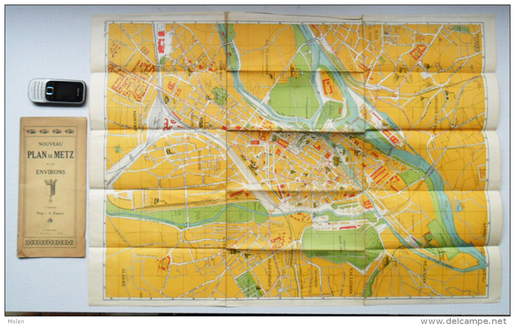 Ancien Plan De METZ Et Des Environs Ed. E. WEBER 15, Rue Lafayette Metz 2e EDITION Prix: 4 Francs CARTE TOPOGRAPHIE S304 - Cartes Topographiques