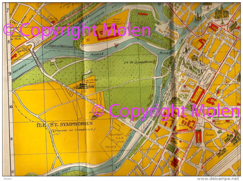 Ancien plan de METZ et des environs Ed. E. WEBER 15, Rue Lafayette Metz 2e EDITION Prix: 4 Francs CARTE TOPOGRAPHIE S304