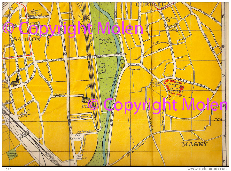 Ancien plan de METZ et des environs Ed. E. WEBER 15, Rue Lafayette Metz 2e EDITION Prix: 4 Francs CARTE TOPOGRAPHIE S304