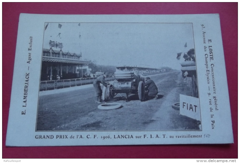 Cp Grand Prix De L' A C F Lancia Sur F I A T Au Ravitaillement E L'hoste Concessionnaire - Grand Prix / F1