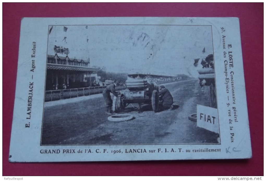 Cp Grand Prix De L' A C F Lancia Sur F I A T Au Ravitaillement E L'hoste Concessionnaire - Grand Prix / F1