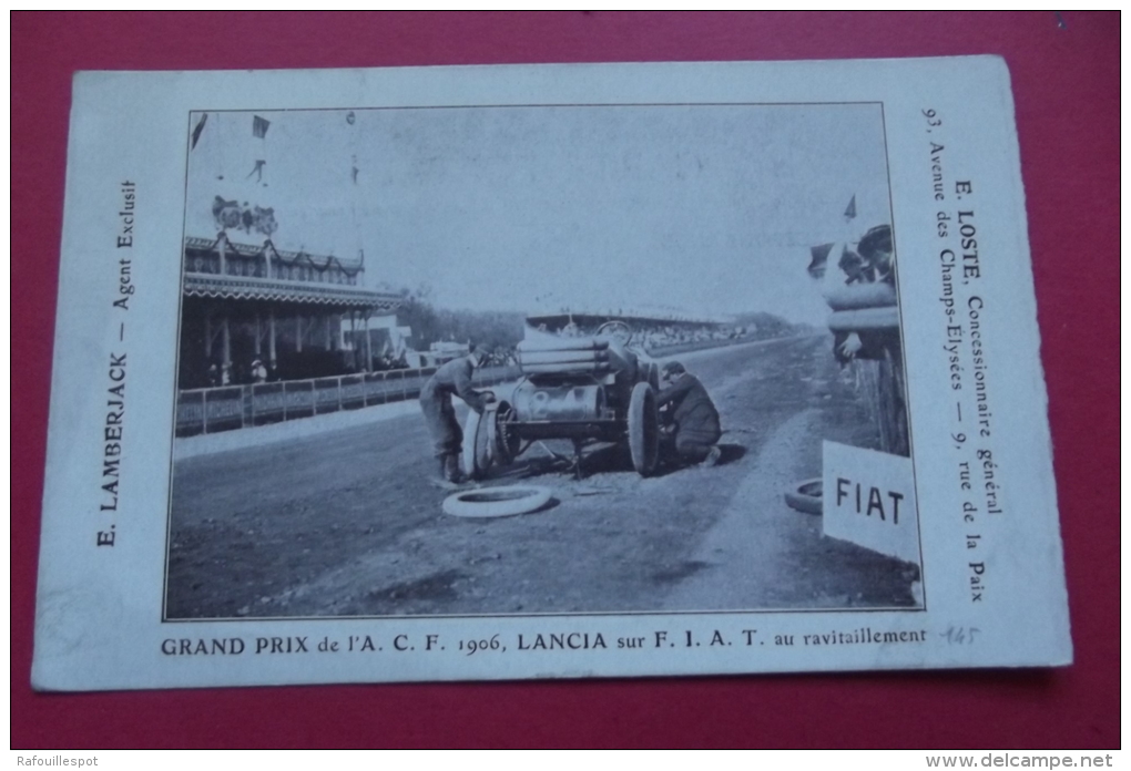 Cp Grand Prix De L' A C F Lancia Sur F I A T Au Ravitaillement E L'hoste Concessionnaire - Grand Prix / F1