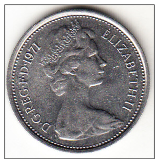 GRAN BRETAÑA 1971  5   NEW PENCE (5  PENIQUES NUEVOS ) ELISABETH II  NUEVA SIN CIRCULAR   CN4291 - 2 Pence & 2 New Pence