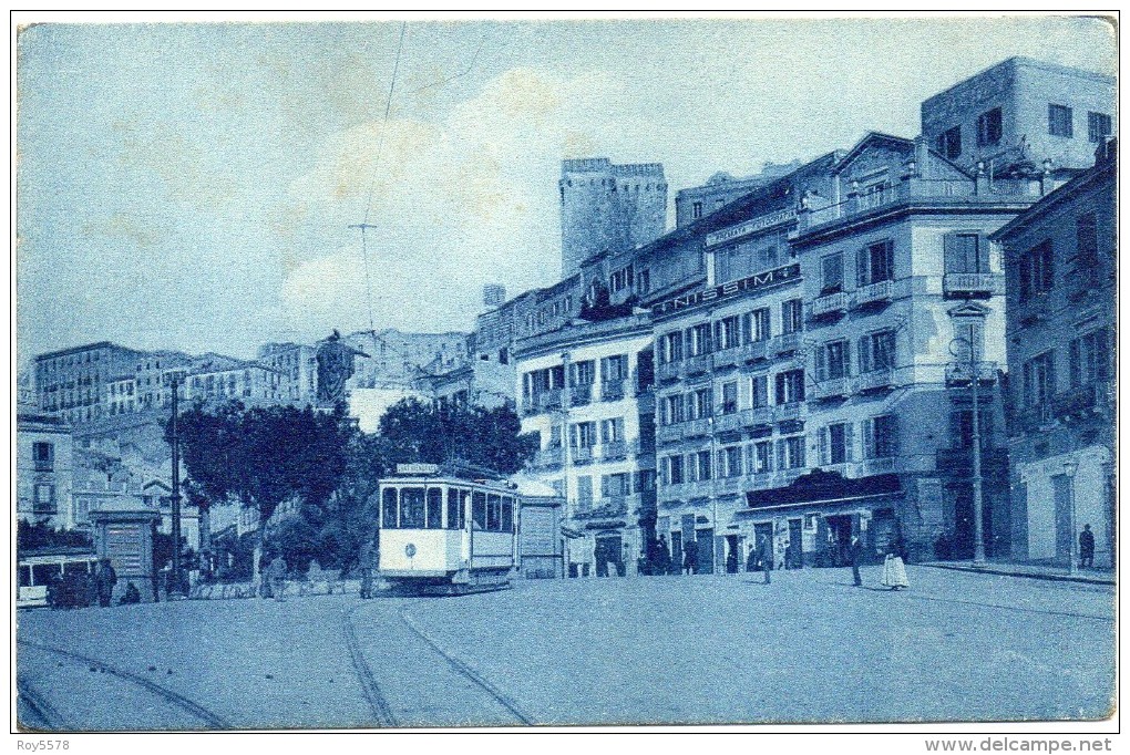 SARDEGNA-CAGLIARI LARGO CARLO FELICE VEDUTA VECCHIO TRAM D'EPOCA PRIMI 900 - Cagliari