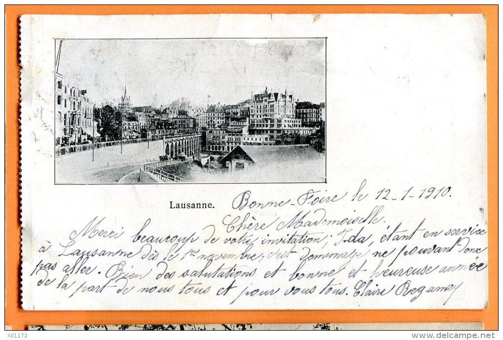 FRX-04 Lausanne, Vue Partielle. Précurseur. Cachet Forel 1910 Pour Moudon - Forel