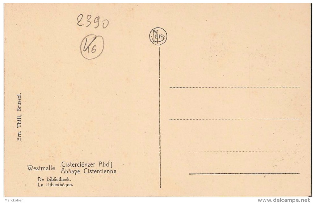 Westmalle (2390) - RELIGIE - BOEK : WESTMALLE - Cisterciënzer Abdij/Abbaye Cistercienne - Bibliothèque/Bibliotheek. CPA. - Malle