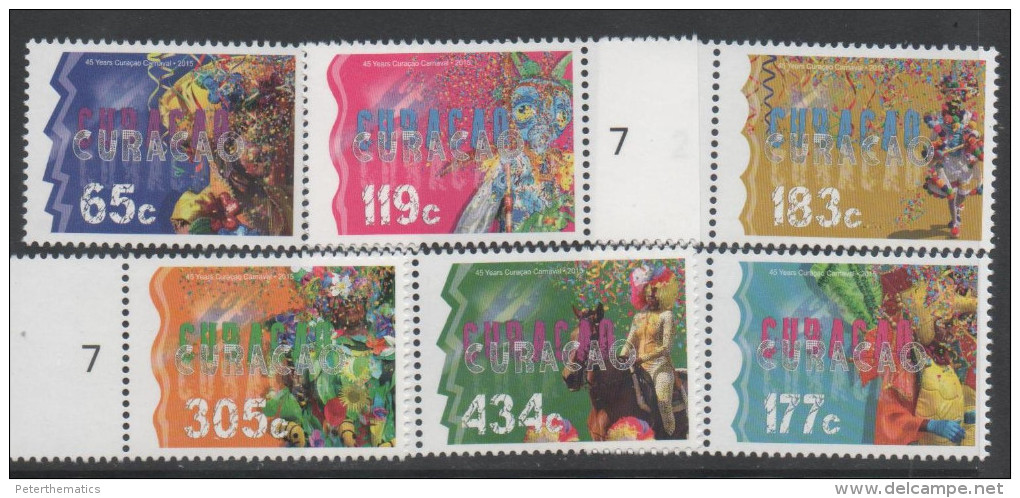 CURACAO , 2015, MNH, CARNIVAL, HORSES, COSTUMES, 6v - Carnevale