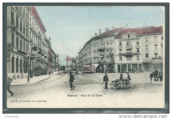 Jura  -  Bienne  -  Rue De La Gare  -  Carte Colorisée - Other & Unclassified