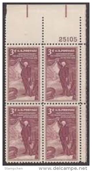 Plate Block -1955 USA Pennsylvania Academy Of Fine Arts Stamp Sc#1064 Museum Famous - Numéros De Planches