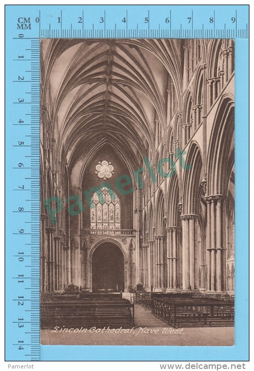 Lincoln Cathedral  ( Nave West, F. Fritch )   POSTCARD 2 SCANS - Lincoln