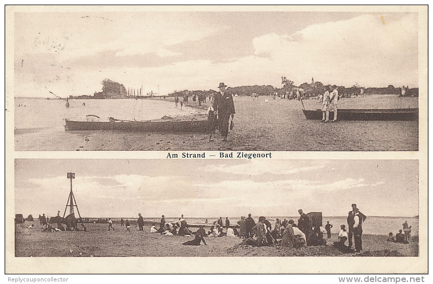 BAD ZIEGENORT / TRZEBIEZ - 1929 , Am Strand - Pommern