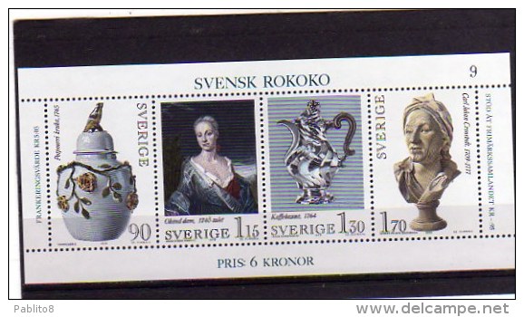 SWEDEN - SVERIGE - SVEZIA 1979 SWEDISH ROCOCO MINIATURE ART BLOCK SHEET BLOCCO FOGLIETTO BLOC FEUILLET ARTE MNH - Blocs-feuillets