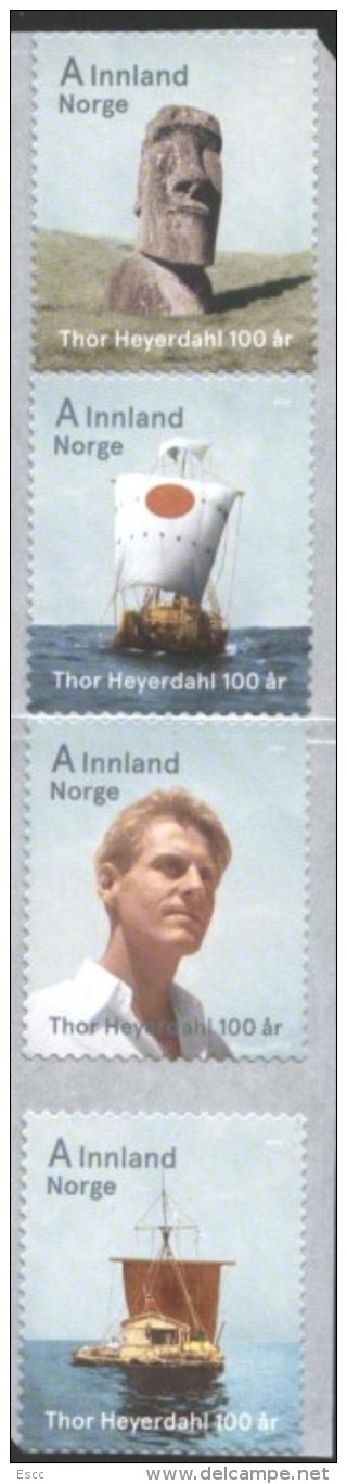 Mint  Stamps  Thor Heyerdahl  Boats 2014  From Norway - Barche