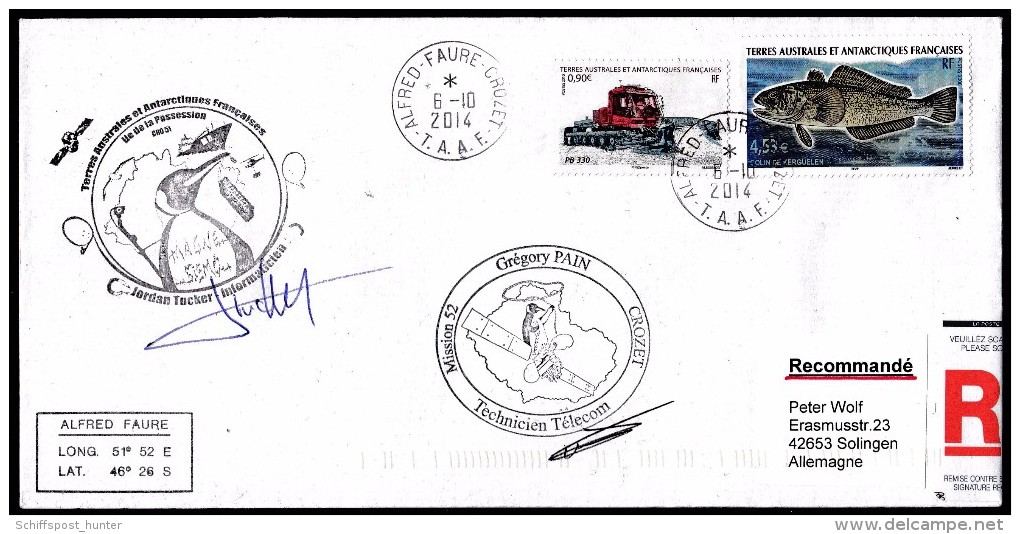 ANTARCTIC,TAAF, CROZET  6.10.2014, REGISTRED, Amazing, 2 Cachets With Signatures ,look Scan !! 22.4-36 - Expéditions Antarctiques