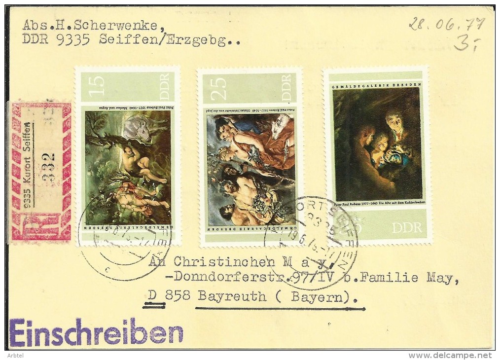 ALEMANIA DDR CC CERTIFICADA KURORT SEIFFEN SELLOS ARTE PINTURA RUBENS - Rubens