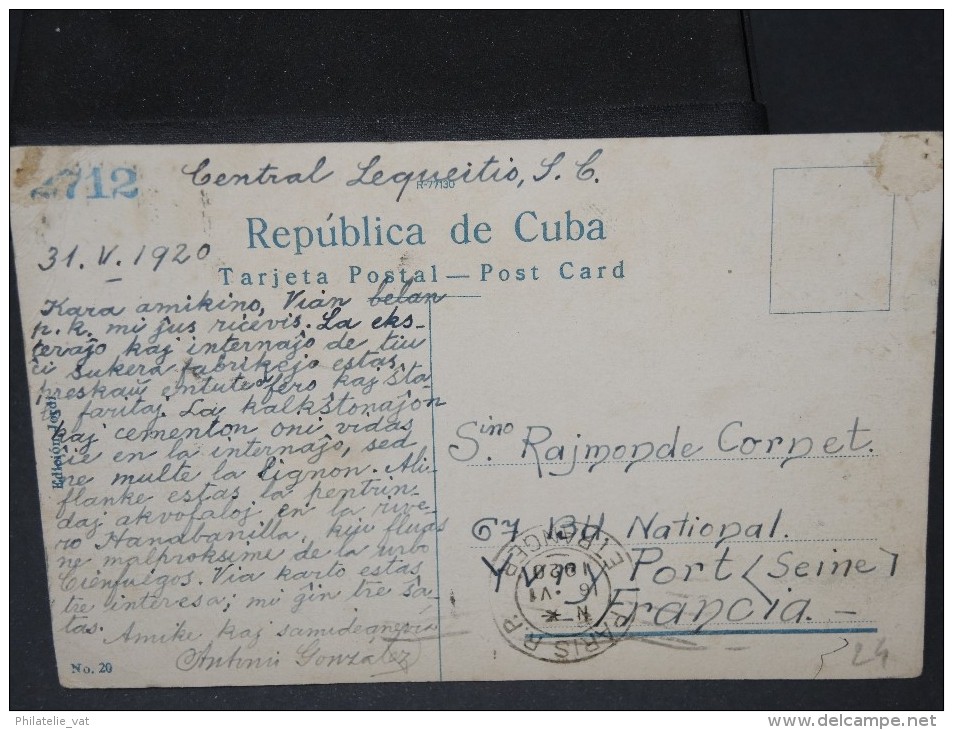 CUBA- CARTE POSTALE DE LEQUEITO POUR LA FRANCE  1920     A VOIR  LOT P3740 - Cartas & Documentos