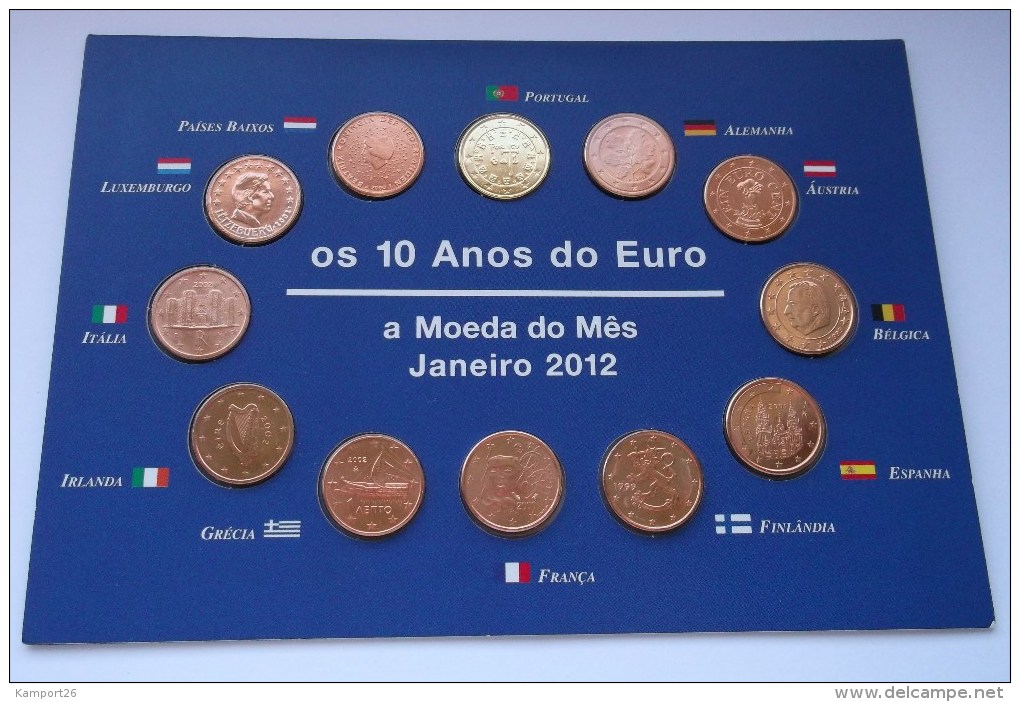 PORTUGAL 10 Years EURO 1 Cent OFFICIAL SET Germany Greece France Spain Finland RARE  UNC - Sonstige – Europa