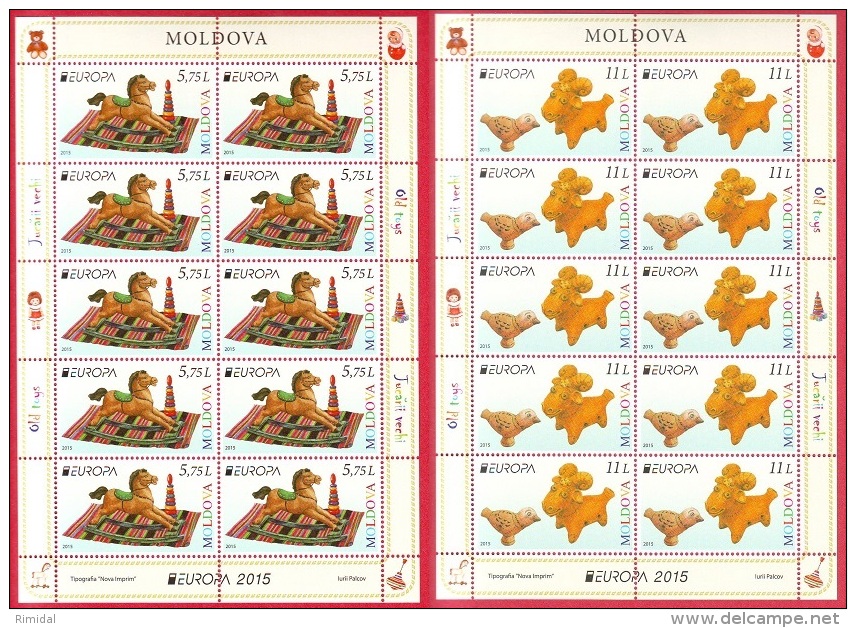 Moldova, 2 Sheetlets, Europa / CEPT - Toys, 2015 - 2015