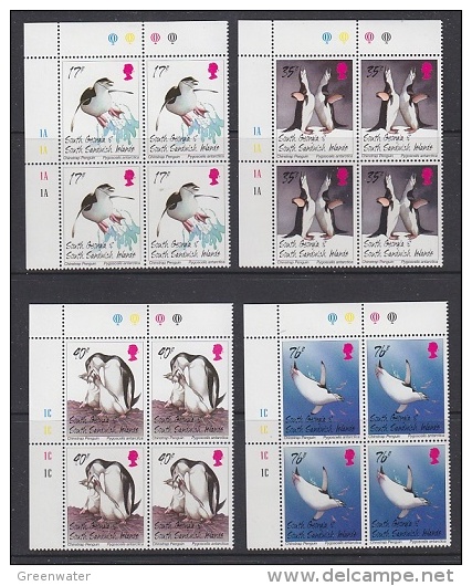 South Georgia 1996 Chinstrap Penguins 4v Bl Of 4 (corners)  ** Mnh (21225) - South Georgia